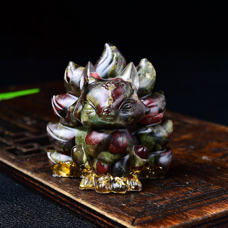Buddha Stones, natürliche verschiedene Kristalle, Erdbeerquarz, Amethyst, neunschwänziger Fuchs, Schutz, Heimdekoration