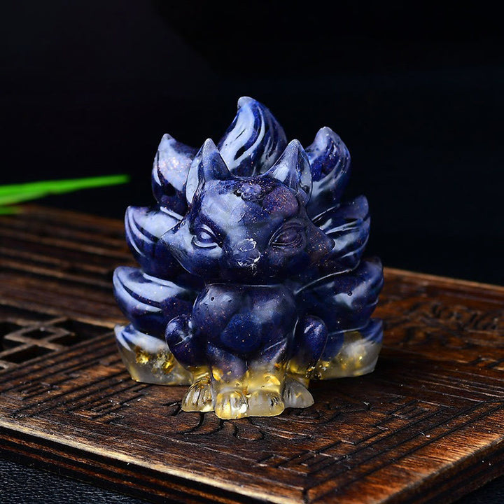Buddha Stones, natürliche verschiedene Kristalle, Erdbeerquarz, Amethyst, neunschwänziger Fuchs, Schutz, Heimdekoration
