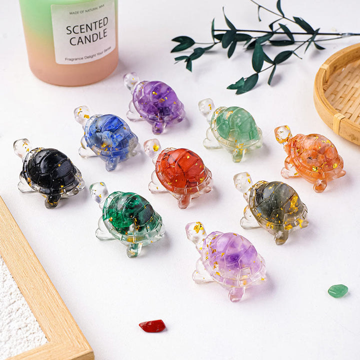 Buddha Stones, verschiedene Steine, Citrin, Aventurin, Amethyst, Mini-Schildkröte, Wohlstand, Heimdekoration