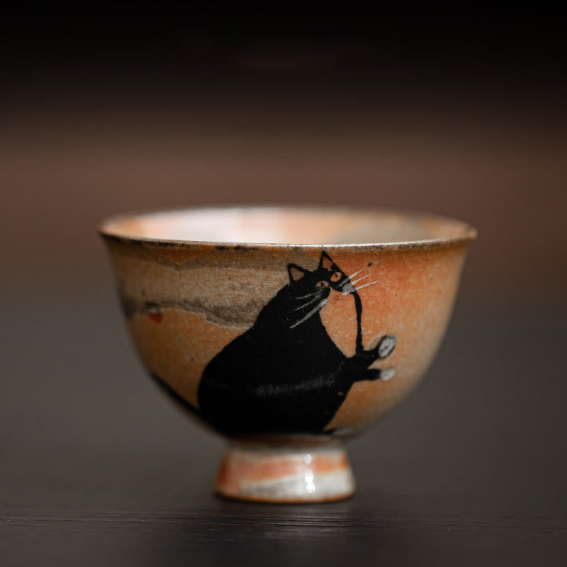 Buddha Stones Kleine süße Katzen-Teetasse, Kung-Fu-Teetasse, 60 ml - Katze schaut nach oben 6,5 cm * 4,7 cm * 60 ml - image 3