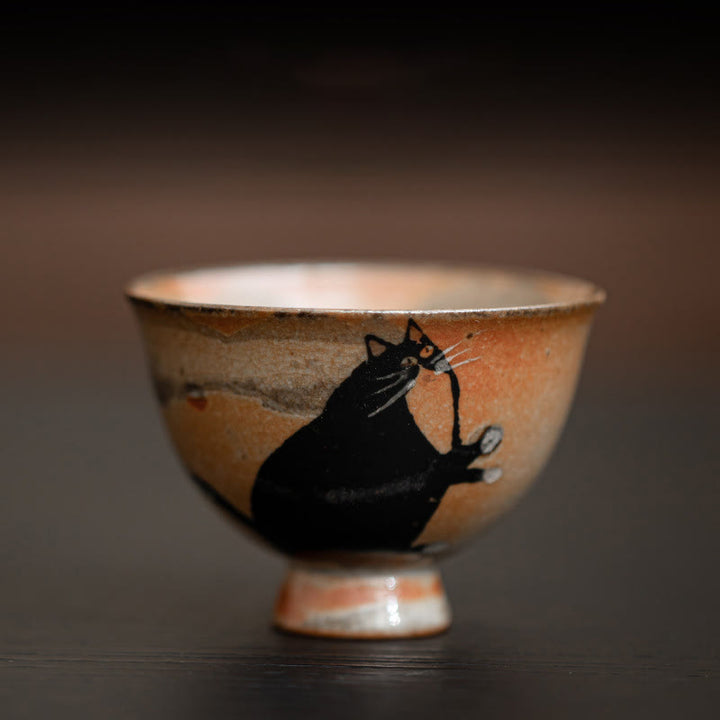 Buddha Stones Kleine süße Katzen-Teetasse, Kung-Fu-Teetasse, 60 ml - Katze schaut nach oben 6,5 cm * 4,7 cm * 60 ml - image 3