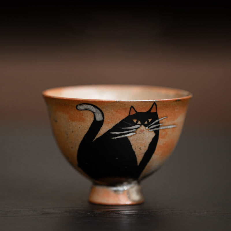 Buddha Stones Kleine süße Katzen-Teetasse, Kung-Fu-Teetasse, 60 ml - Starrende Katze 6,5 cm * 4,7 cm * 60 ml - image 10