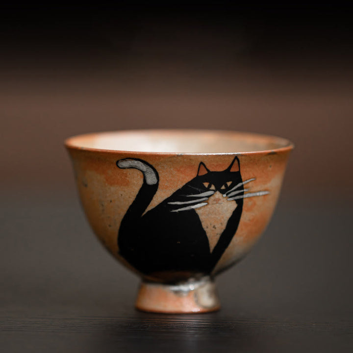 Buddha Stones Kleine süße Katzen-Teetasse, Kung-Fu-Teetasse, 60 ml - Starrende Katze 6,5 cm * 4,7 cm * 60 ml - image 10