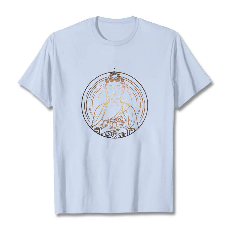 Buddha Stones Goldener Buddha Hält EINE Lotus Blume T T-shirt - HellCyan - 2XL - image 19