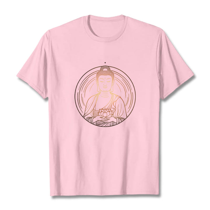 Buddha Stones Goldener Buddha Hält EINE Lotus Blume T T-shirt - Hellrosa - 2XL - image 13