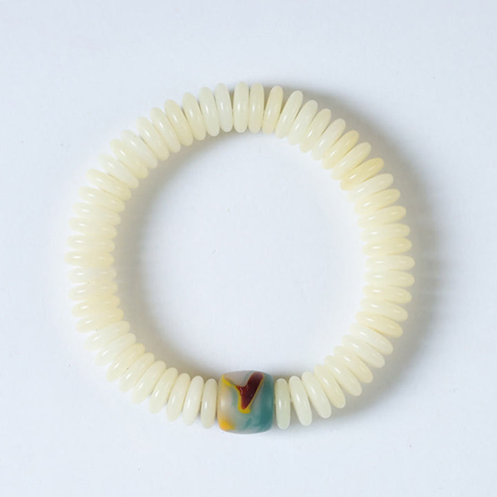 Buddha Stones, natürlicher weißer Bodhi-Samenstein, Weisheitsquaste, Mala-Armband