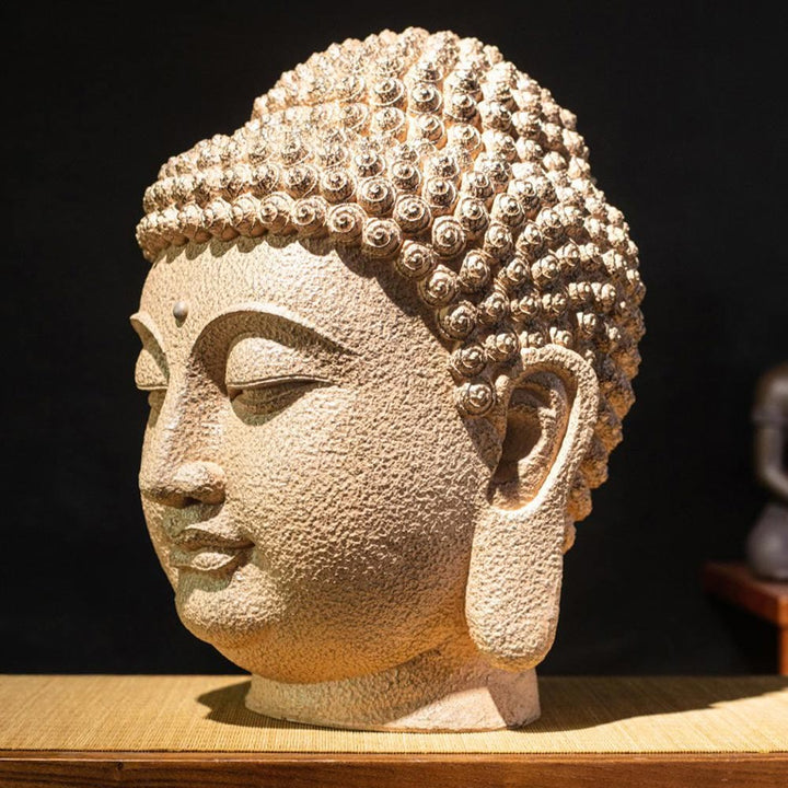 Buddha Stones, geschlossene Augen, meditierender Buddha-Kopf, Harzstatue, Zen-Dekoration, 42 x 30 x 30 cm