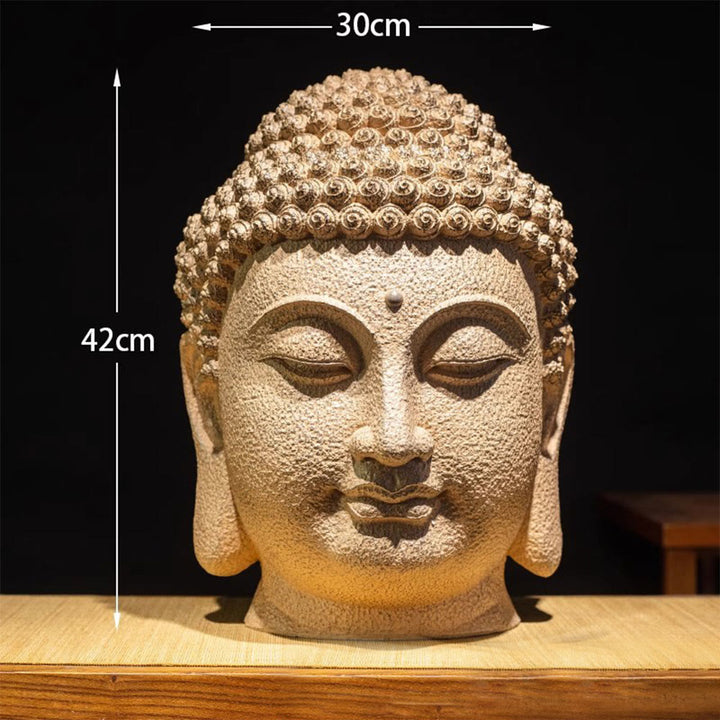 Buddha Stones, geschlossene Augen, meditierender Buddha-Kopf, Harzstatue, Zen-Dekoration, 42 x 30 x 30 cm