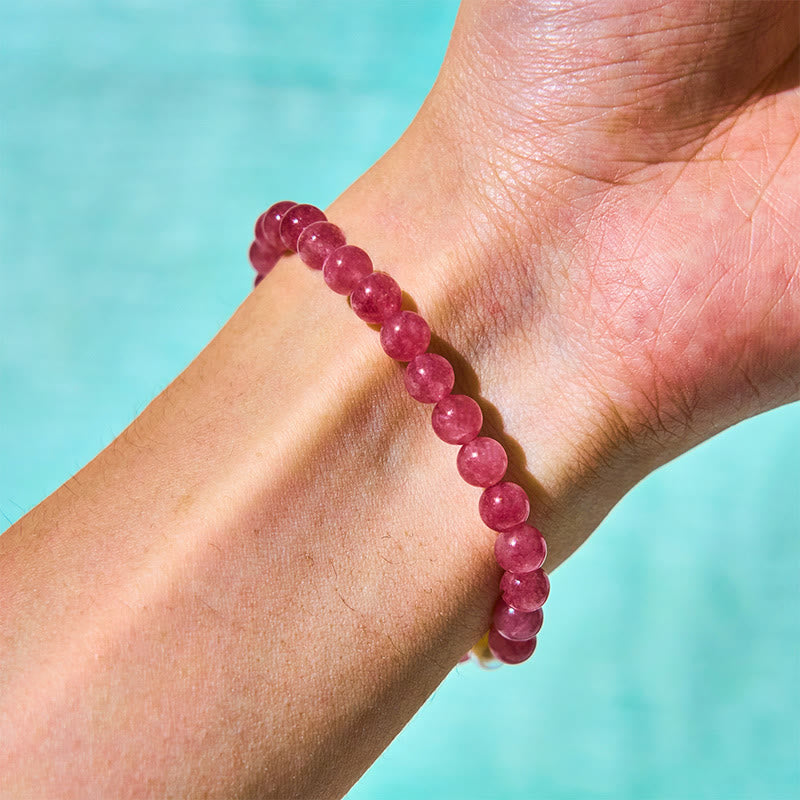 Buddha Stones Erdbeerquarz Perlen Katze Kaninchen Heilarmband - image 10