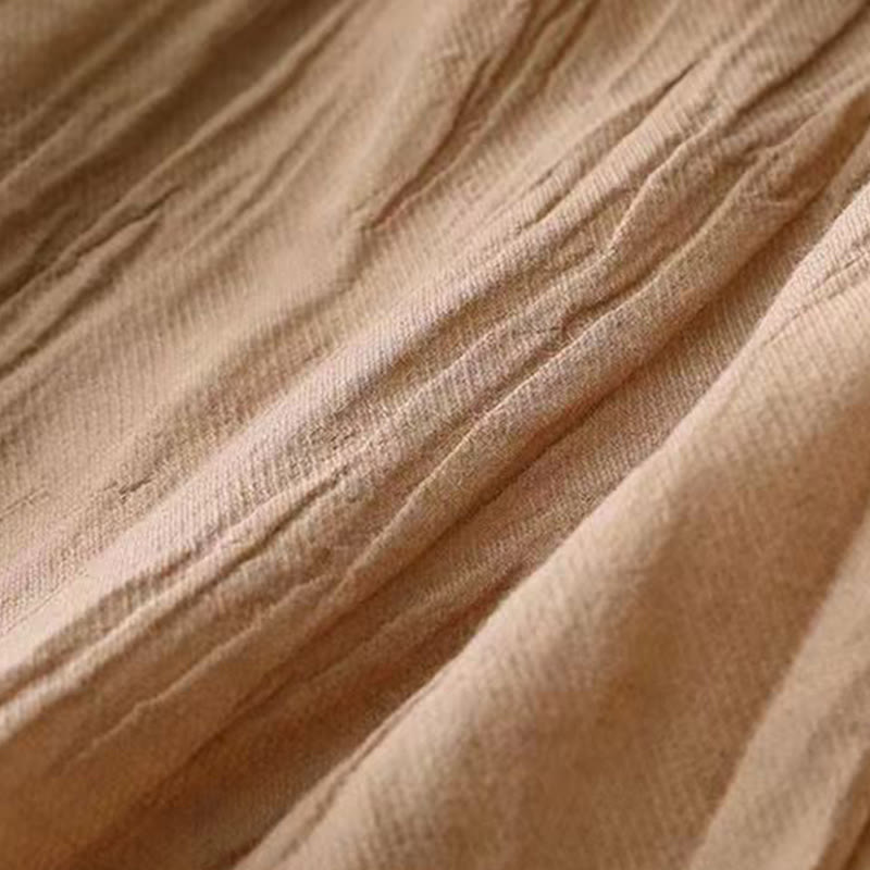 Buddha Stones Lässiges, schlichtes, handgefertigtes Midikleid mit Kordelzug in der Taille, ärmelloses Kleid aus Acryl mit Taschen