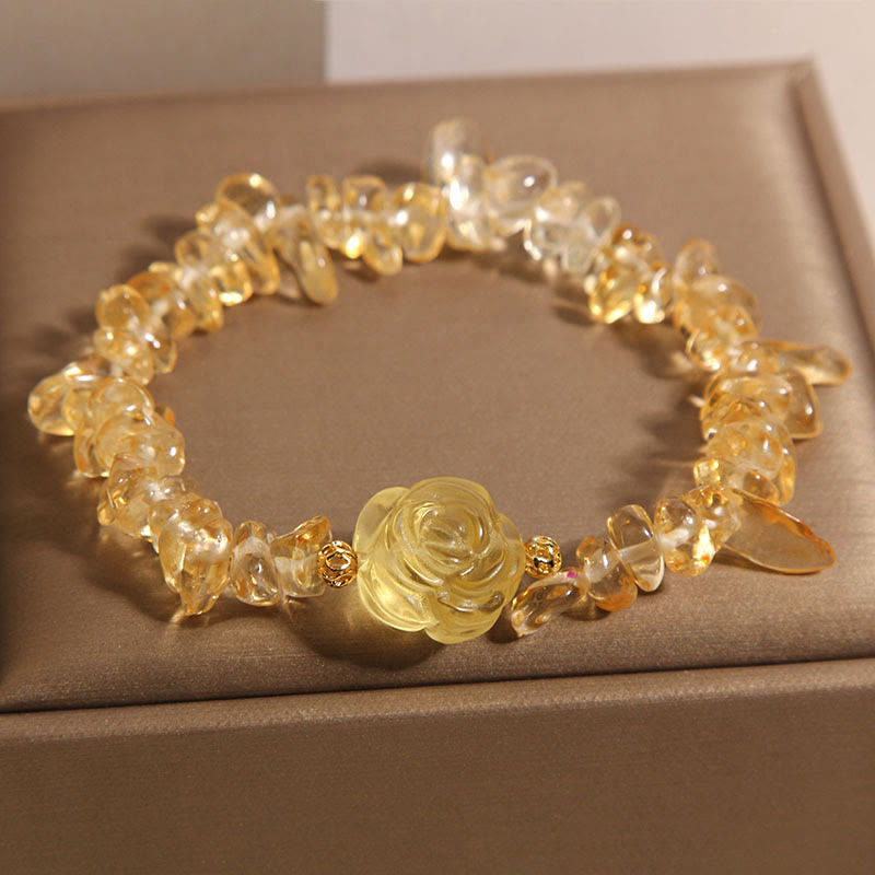 Buddha Stones Natürliches Citrin Unregelmäßige Perlen Blütenblätter Pleasure Armband