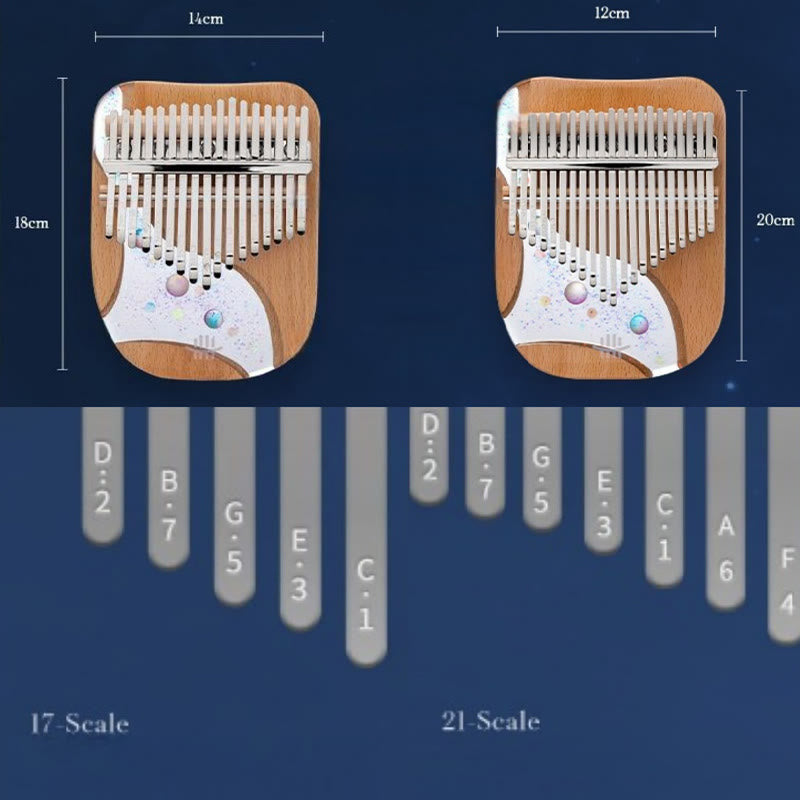 Buddha Stones Kalimba 17/21 Tasten Daumenklavier Buchenholz Planet Universe Tragbares Fingerklavier