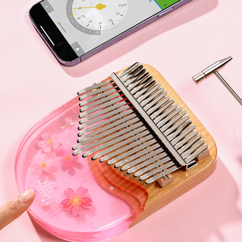 Buddha Stones Kalimba, 17/21 Tasten, Daumenklavier, Buchenholz, rosa Kirsche, tragbares Fingerklavier