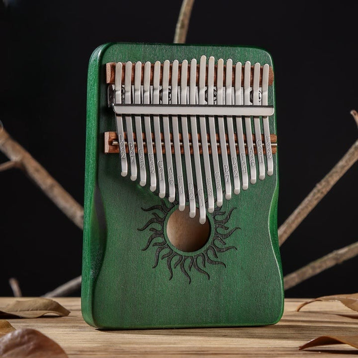 Buddha Stones Kalimba, 17/21 Tasten, Daumenklavier, Sonnenmuster, Ahornholz, tragbares Fingerklavier für Anfänger