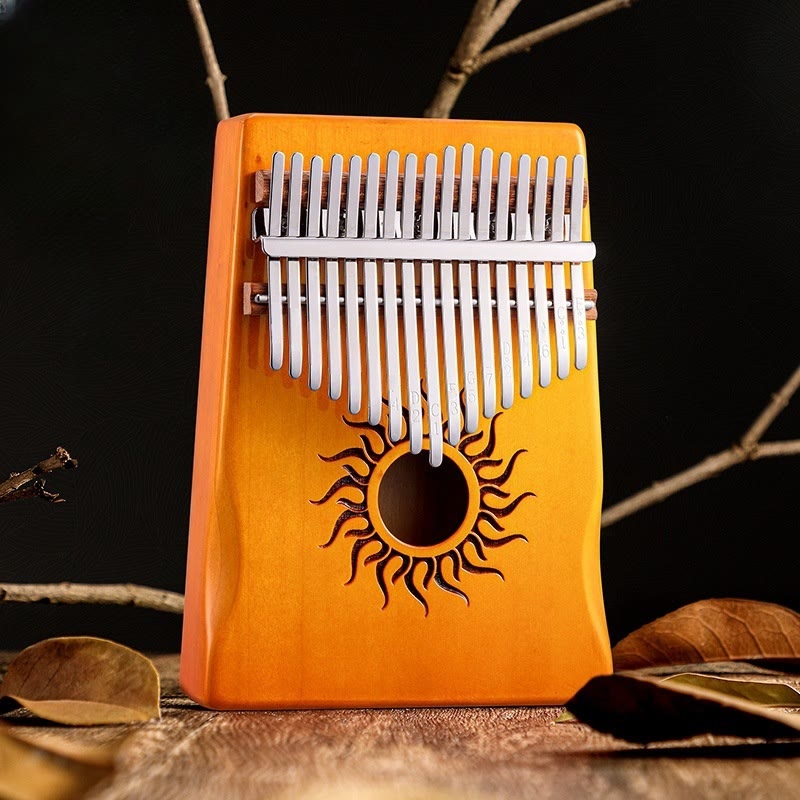 Buddha Stones Kalimba, 17/21 Tasten, Daumenklavier, Sonnenmuster, Ahornholz, tragbares Fingerklavier für Anfänger