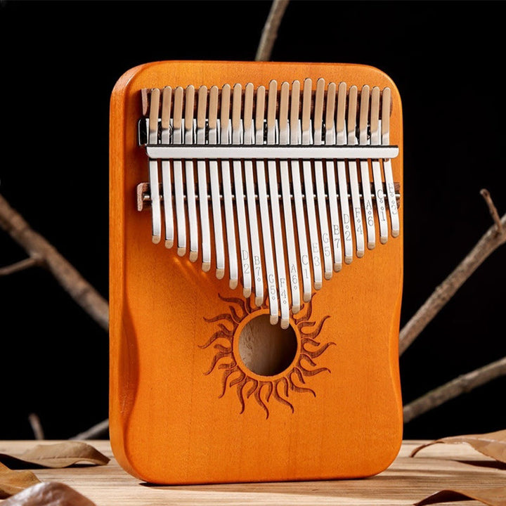 Buddha Stones Kalimba, 17/21 Tasten, Daumenklavier, Sonnenmuster, Ahornholz, tragbares Fingerklavier für Anfänger
