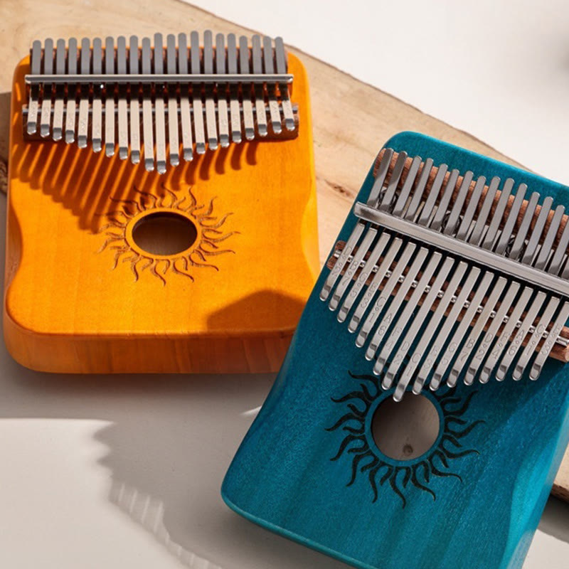 Buddha Stones Kalimba, 17/21 Tasten, Daumenklavier, Sonnenmuster, Ahornholz, tragbares Fingerklavier für Anfänger