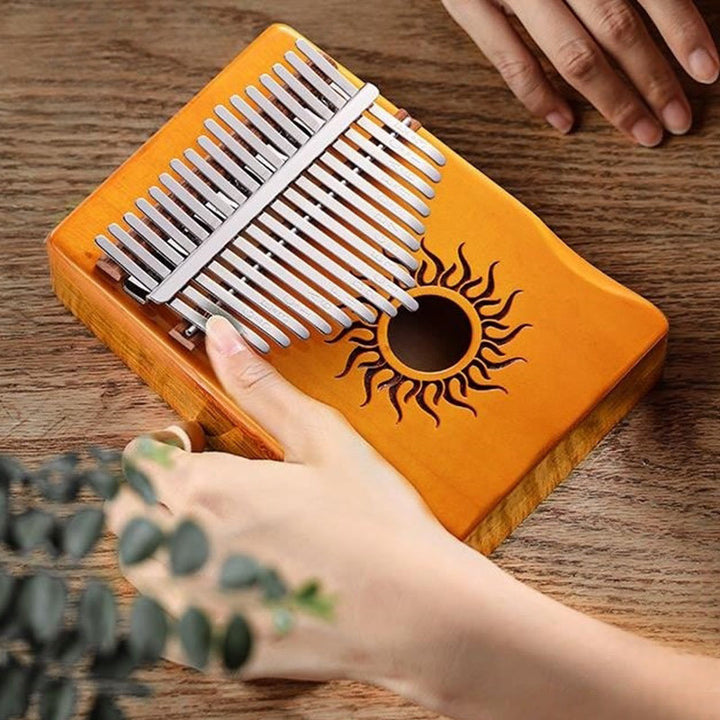 Buddha Stones Kalimba, 17/21 Tasten, Daumenklavier, Sonnenmuster, Ahornholz, tragbares Fingerklavier für Anfänger