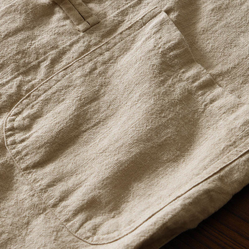 Buddha Stones Frosch-Knopf Chinesischer Tang-Anzug Baumwolle Leinen Herren Jacke Hemd mit Taschen - image 28