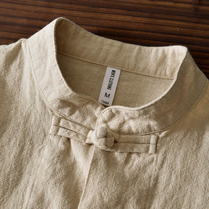 Buddha Stones Frosch-Knopf Chinesischer Tang-Anzug Baumwolle Leinen Herren Jacke Hemd mit Taschen - image 24