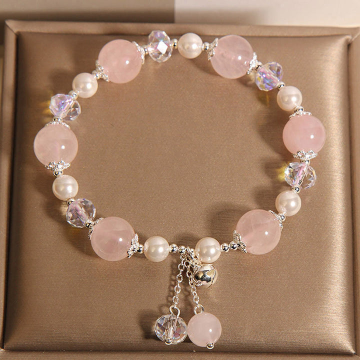 Buddha Stones Armband zur Selbstakzeptanz mit natürlichen rosa Kristallperlen