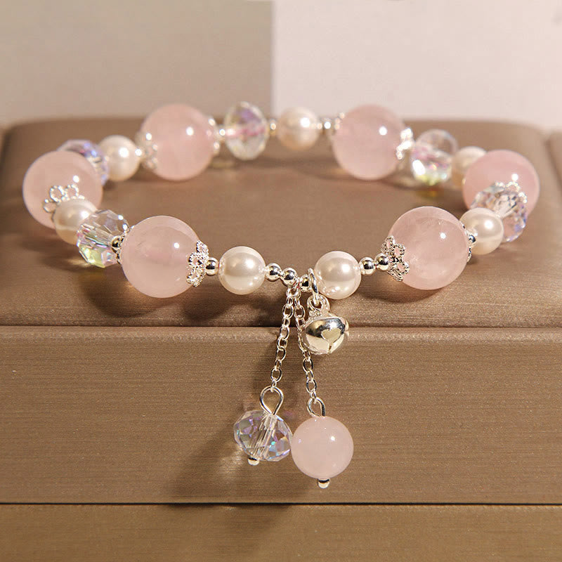 Buddha Stones Armband zur Selbstakzeptanz mit natürlichen rosa Kristallperlen