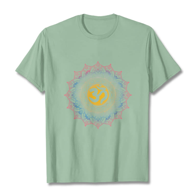 Buddha Stones Farbverlauf Mandala OM Muster T-Shirt - Blassgrün - 2XL - image 15