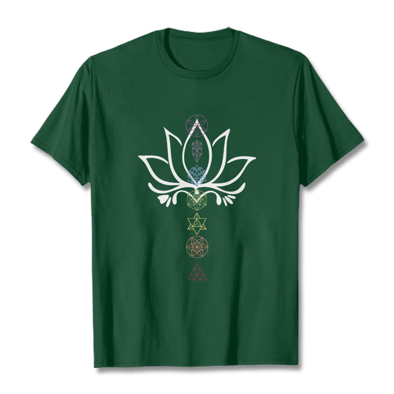 Buddha Stones Lotus Heilige Geometrie T-Shirt - WaldGrün - 2XL - image 11
