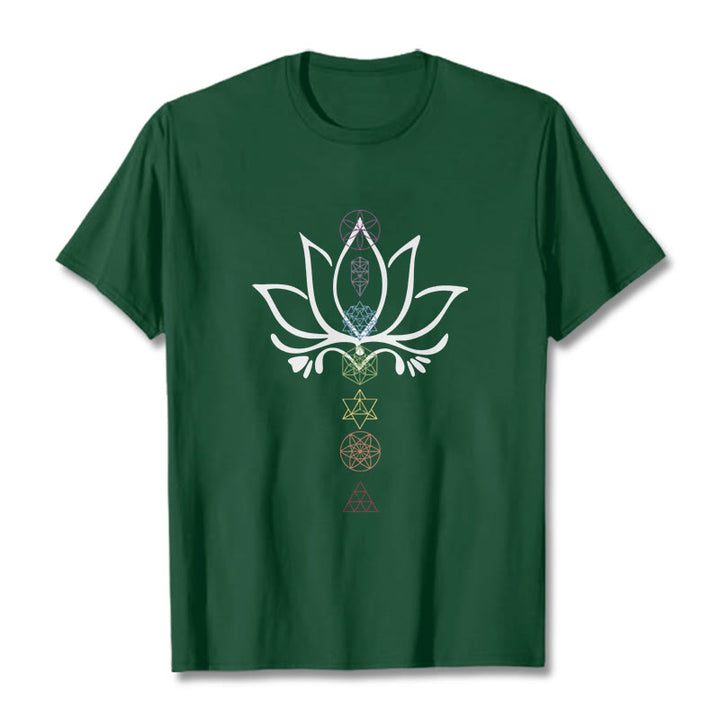 Buddha Stones Lotus Heilige Geometrie T-Shirt - WaldGrün - 2XL - image 11