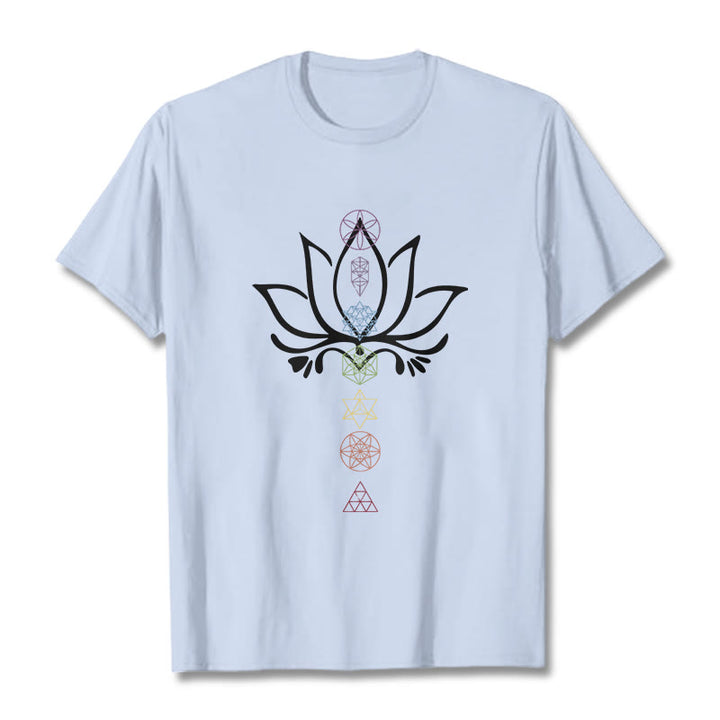 Buddha Stones Lotus Heilige Geometrie T-Shirt - HellCyan - 2XL - image 19