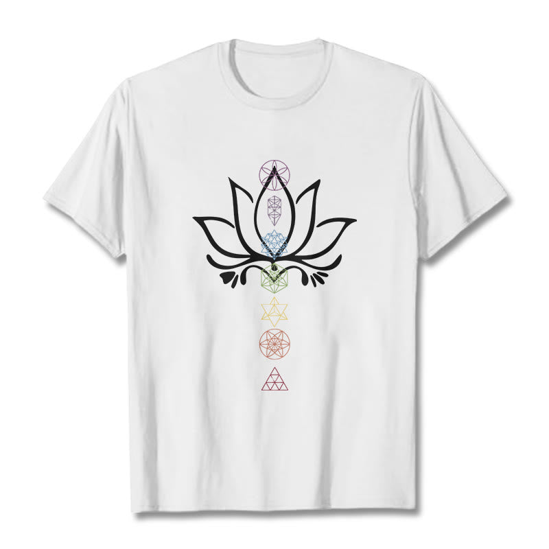Buddha Stones Lotus Heilige Geometrie T-Shirt - Weiß - 2XL - image 6