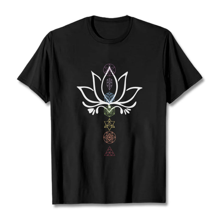 Buddha Stones Lotus Heilige Geometrie T-Shirt - Schwarz - 2XL - image 1