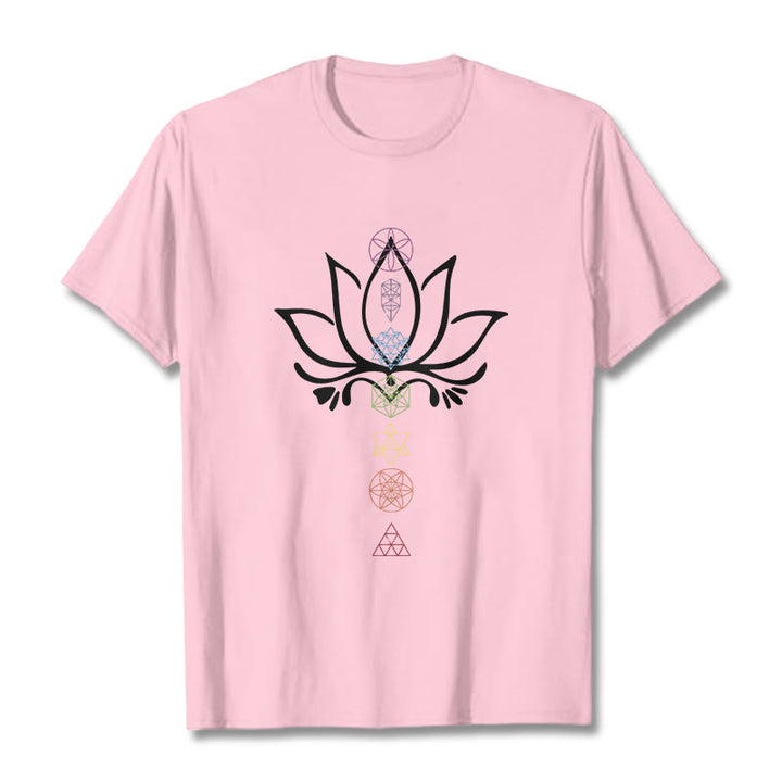 Buddha Stones Lotus Heilige Geometrie T-Shirt - Hellrosa - 2XL - image 13