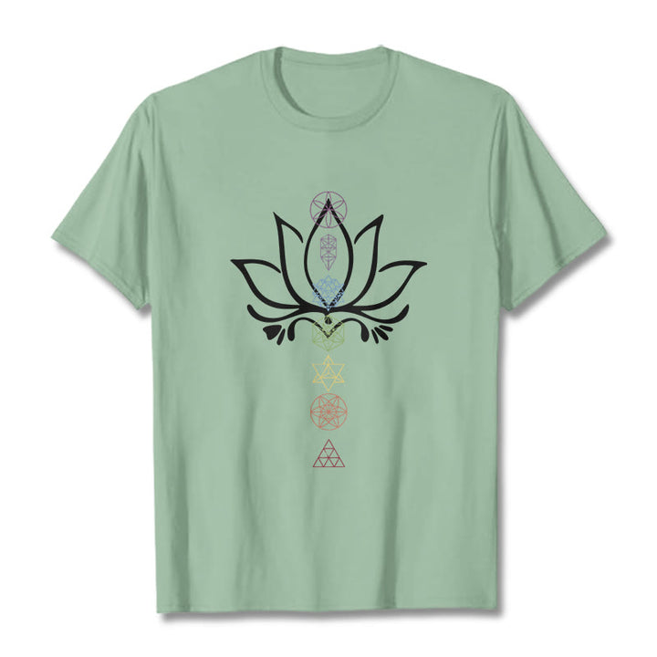 Buddha Stones Lotus Heilige Geometrie T-Shirt - Blassgrün - 2XL - image 15