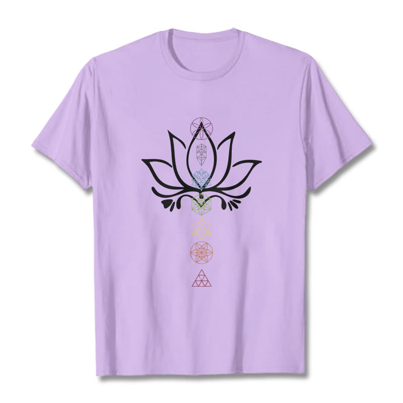 Buddha Stones Lotus Heilige Geometrie T-Shirt - Pflaume - 2XL - image 17
