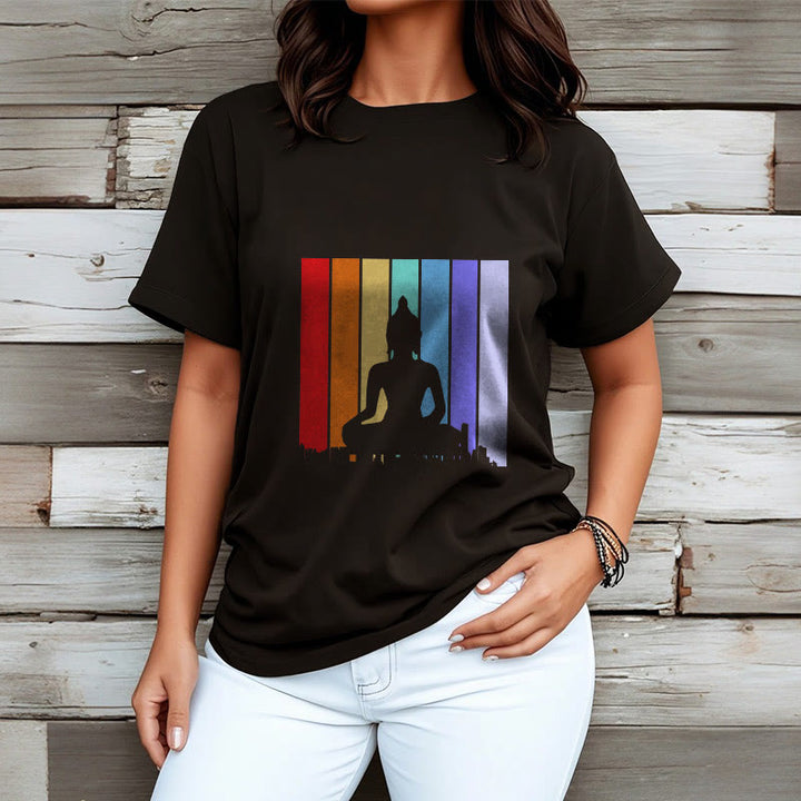 Buddha Stones Meditation Buddha Regenbogen T T-shirt - image 4