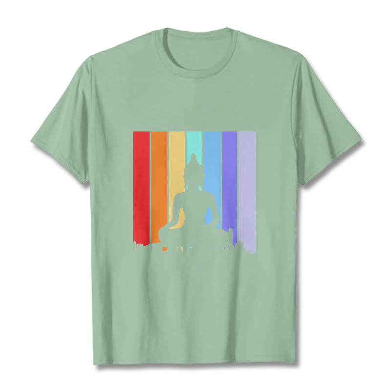 Buddha Stones Meditation Buddha Regenbogen T T-shirt - Blassgrün - 2XL - image 15