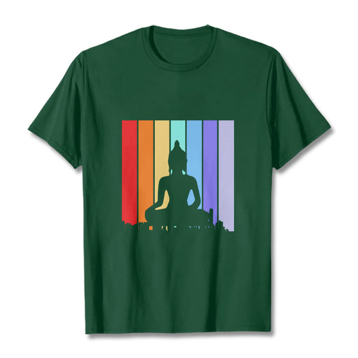 Buddha Stones Meditation Buddha Regenbogen T T-shirt - WaldGrün - 2XL - image 11