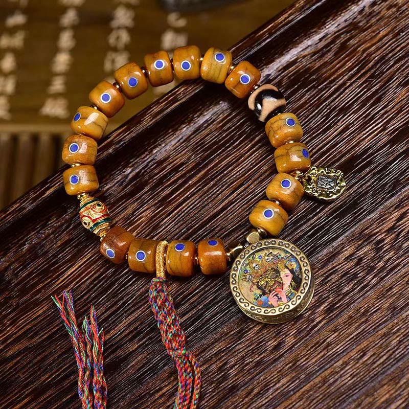 Buddha Stones Vintage Tibetische Knochenperlen Geflochtenes Seil Positives Balance Armband