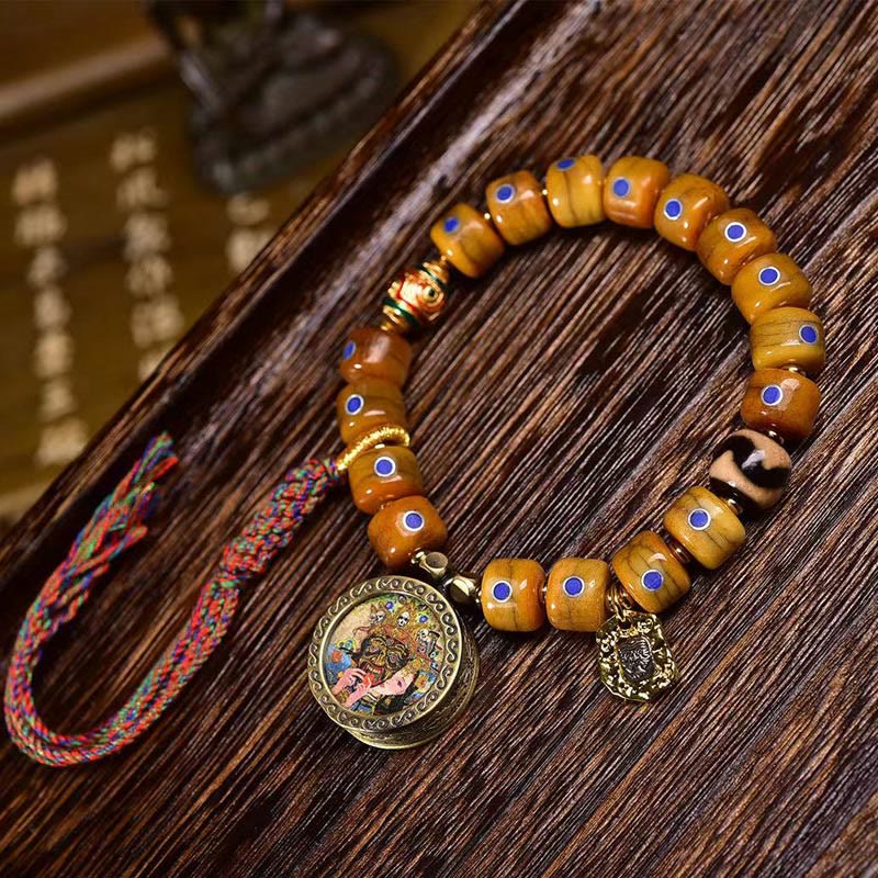 Buddha Stones Vintage Tibetische Knochenperlen Geflochtenes Seil Positives Balance Armband