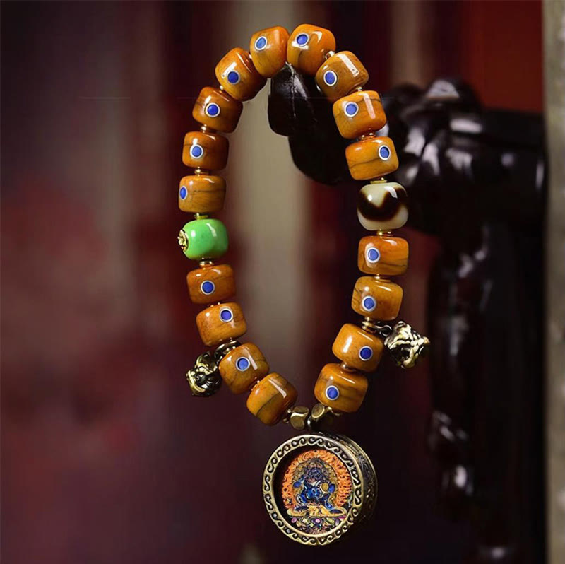 Buddha Stones Vintage Tibetische Knochenperlen Geflochtenes Seil Positives Balance Armband