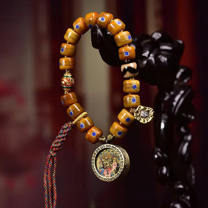 Buddha Stones Vintage Tibetische Knochenperlen Geflochtenes Seil Positives Balance Armband