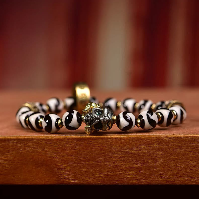 Buddha Stones Vintage tibetisches Dzi Bead Om Mani Padme Hum Segensarmband