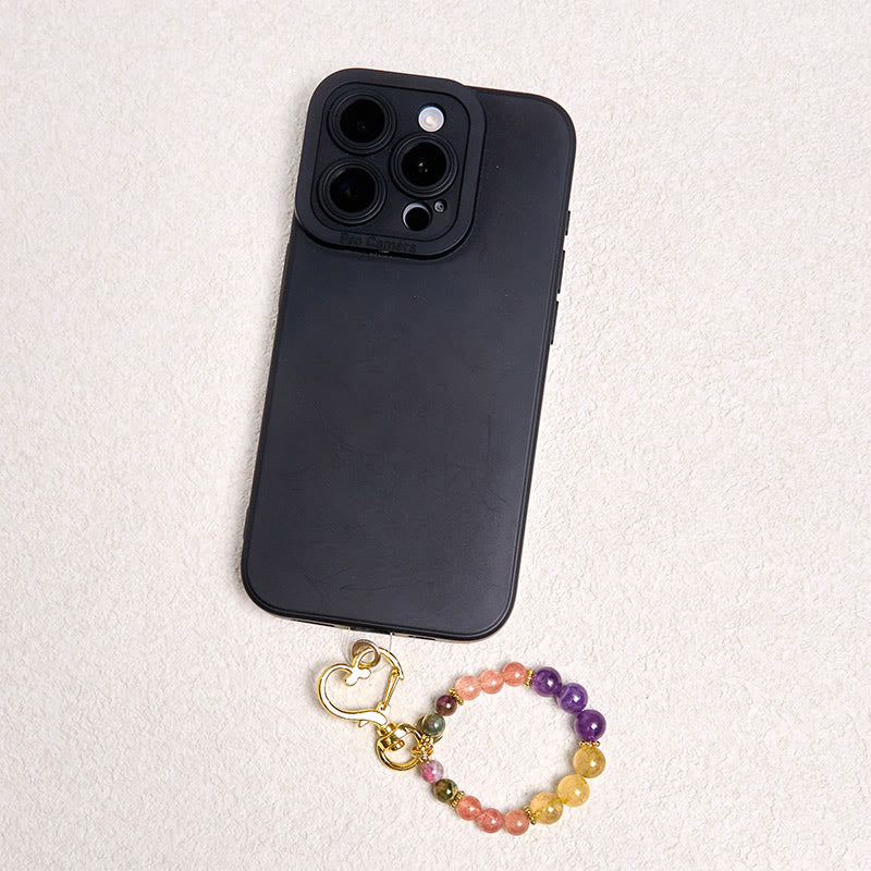 Buddha Stones, natürlicher Erdbeerquarz, Amethyst, Citrin, Perlen, Liebes-Schlüsselanhänger, hängende Dekoration