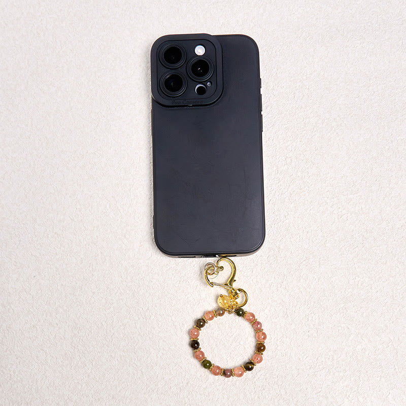 Buddha Stones, natürliche Erdbeerquarz-Kristallperlen, positive Schlüsselanhänger, Telefon-Hängedekoration