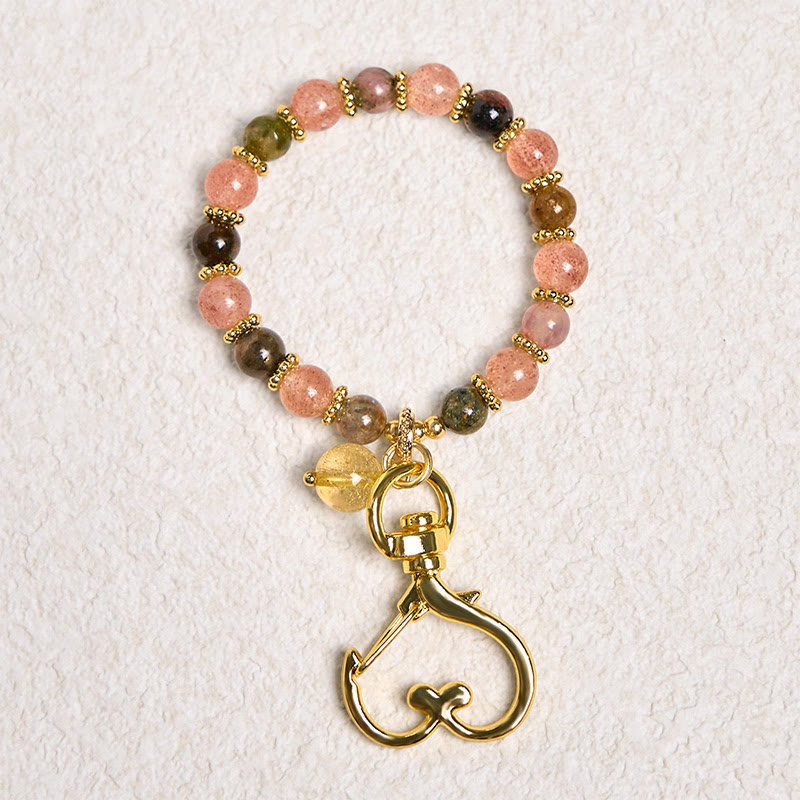 Buddha Stones, natürliche Erdbeerquarz-Kristallperlen, positive Schlüsselanhänger, Telefon-Hängedekoration