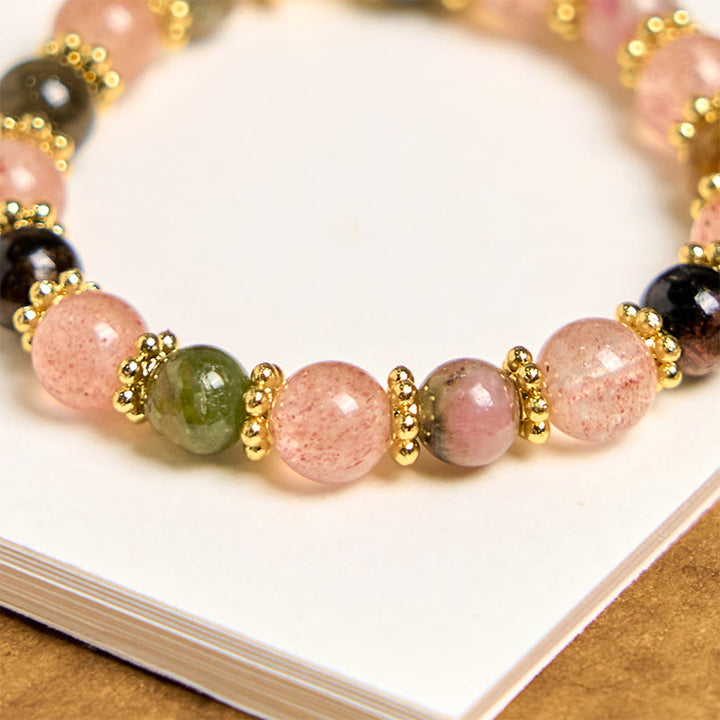 Buddha Stones, natürliche Erdbeerquarz-Kristallperlen, positive Schlüsselanhänger, Telefon-Hängedekoration