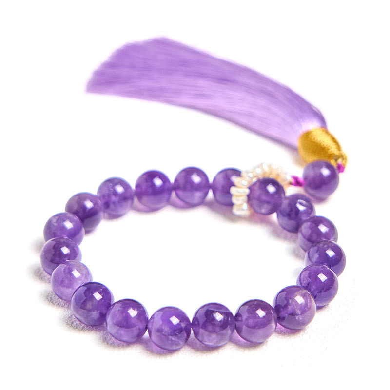 Buddha Stones Natürliche Amethyst Perlen Meditation Quasten Armband