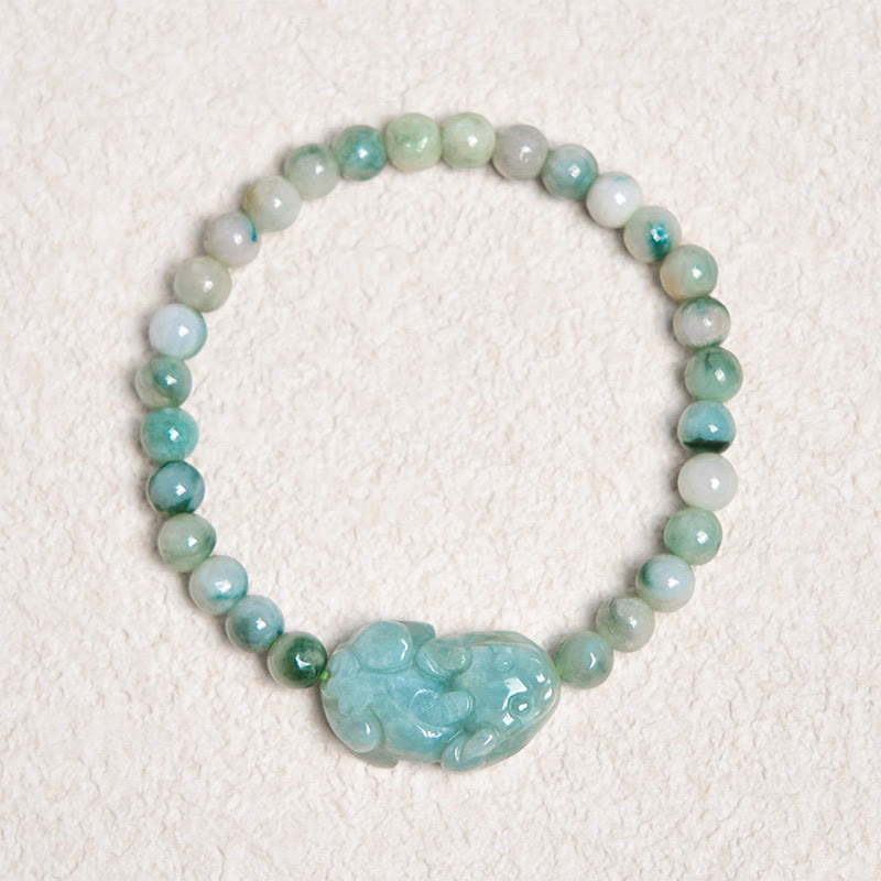 Buddha Stones Natürliches grünes Jade-PiXiu-Glücksarmband