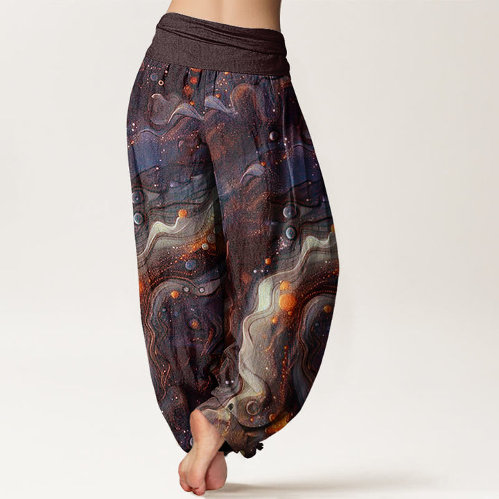 Buddha Stones Oceanic Golde Star Pattern Damen Haremshose mit elastischer Taille - image 5